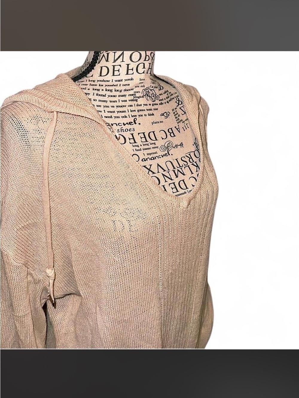 Sigrid Olsen Women's V-Neck Hooded Sweater in Light Beige